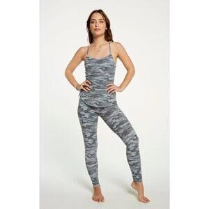 Chaser Quadrablend Gray Camo Print 2 Piece Leggings & Tank Top Set Size S NWT